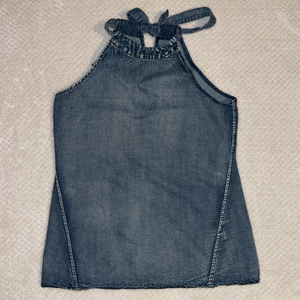 Denim halter top with adjustable neckline Size Medium